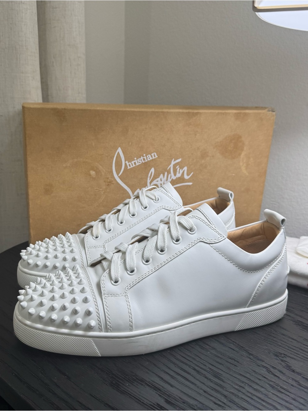 Christian Louboutin Louis Junior Spikes Sneakers Leather White 43
